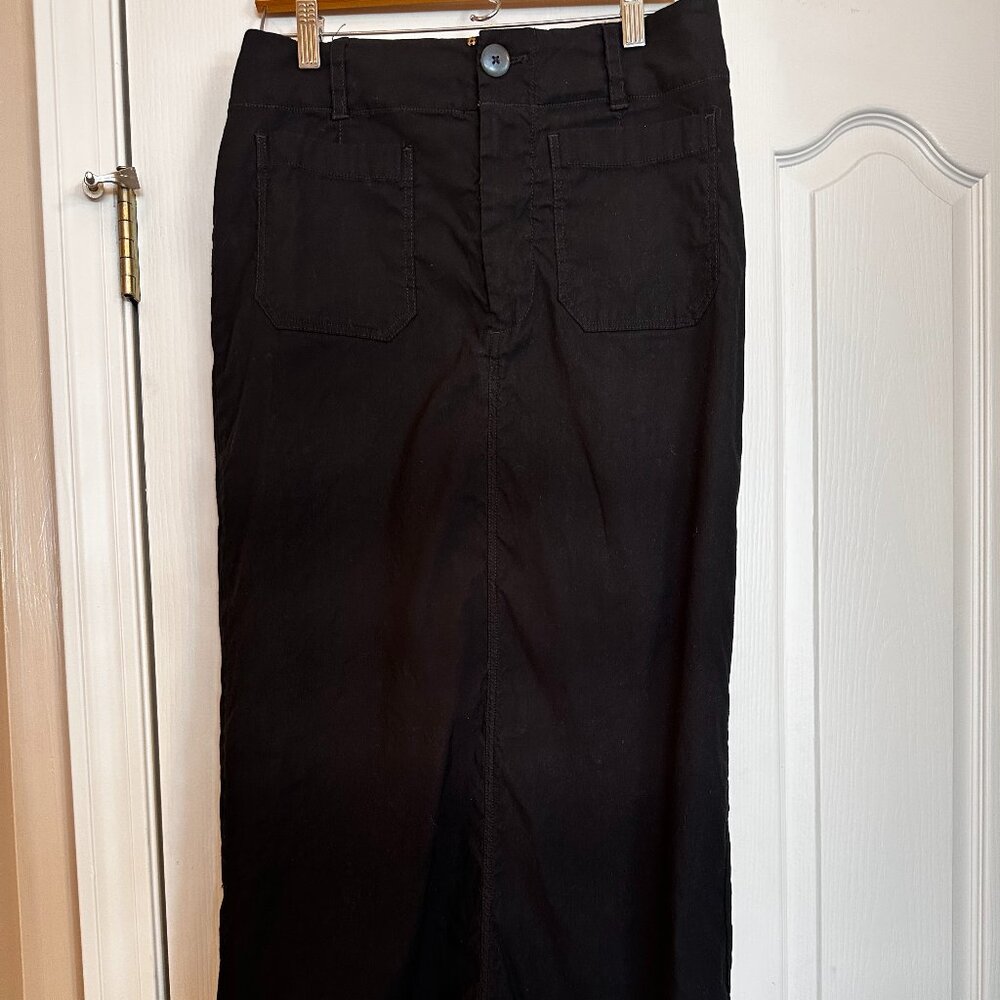 Maeve By Anthropologie The Colette Maxi Skirt Women's Size M Black Stretch - Picture 3 of 10